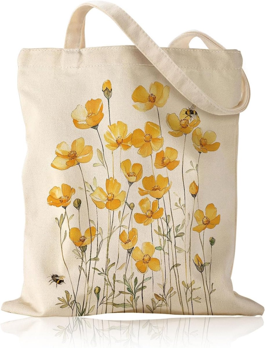 Tote Bag Gänseblümchen - Katoenen Tas W34 x H38 - Handgemaakt - Ideaal voor Boodschappen - SnelShoppen