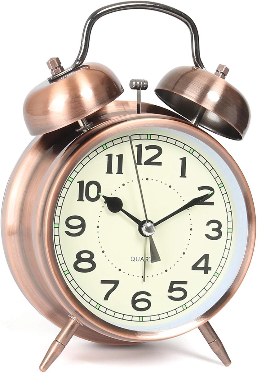Alarmklok voor zware slapers - Retro tafelklok - Stille quartz met nachtlicht - Perfect voor slaapkamers - SnelShoppen