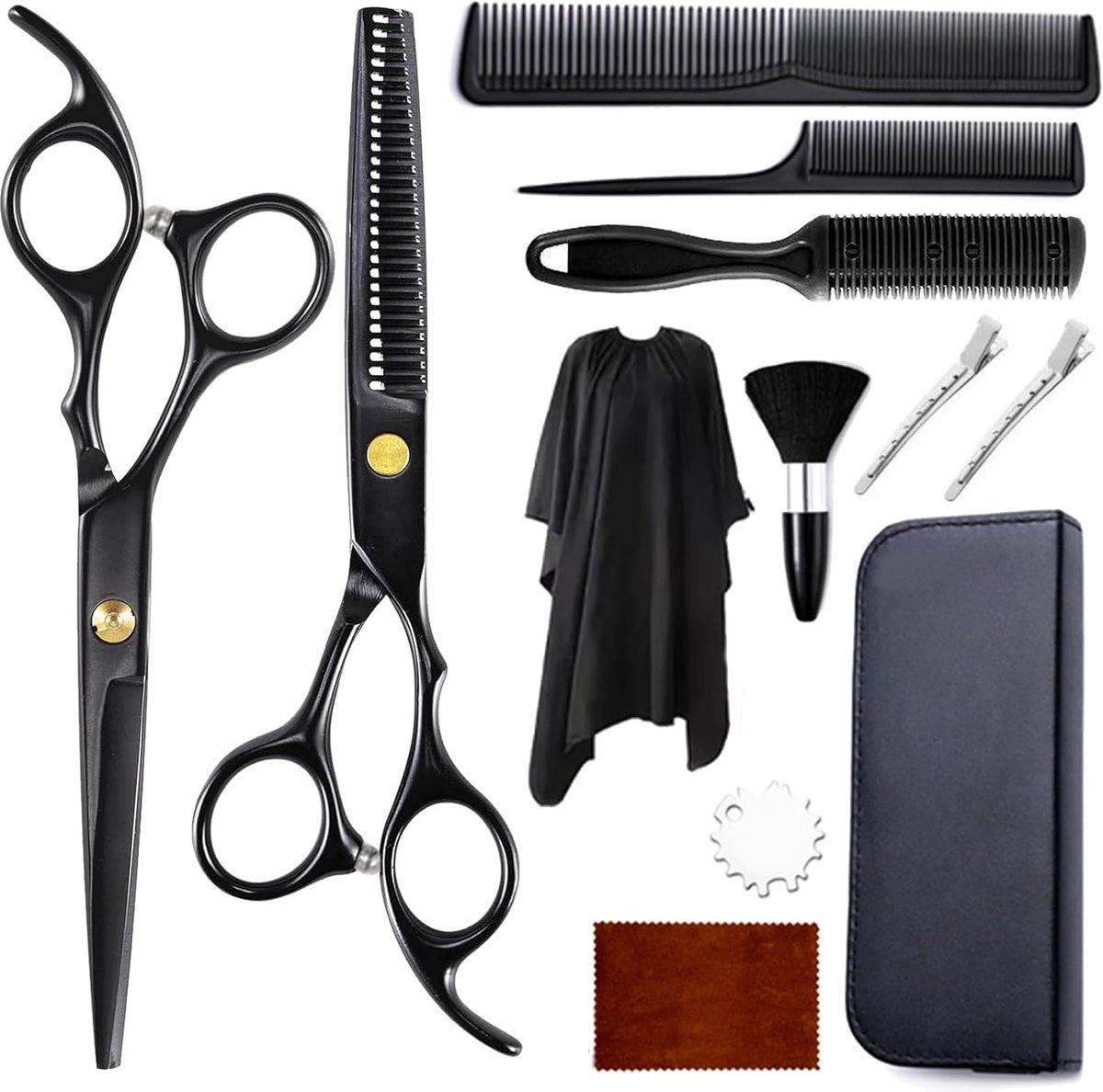 Haardresserset 12-delig - RVS scharen - Professionele salonaccessoires - Compleet voor knip- en stylingsessies - SnelShoppen