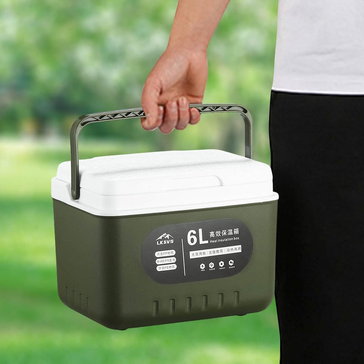 Isolatiebox - Koeltas - Outdoor gebruik - Drielaagse constructie - 6 liter - Legergroen