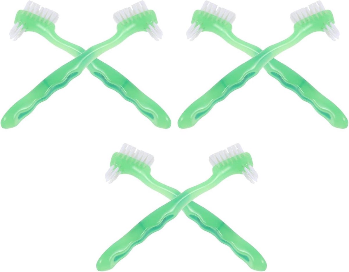 Dubbele Tandenborstel - Prothese Borstel - Protheses Reinigen - Dubbelzijdig Ontwerp - 15.7 cm - Groen