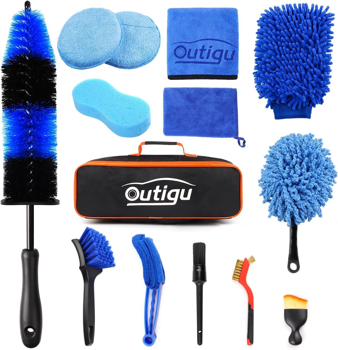 Car cleaning kit 14-delig - premium kwaliteit - inclusief gespecialiseerde glasreiniger - SnelShoppen