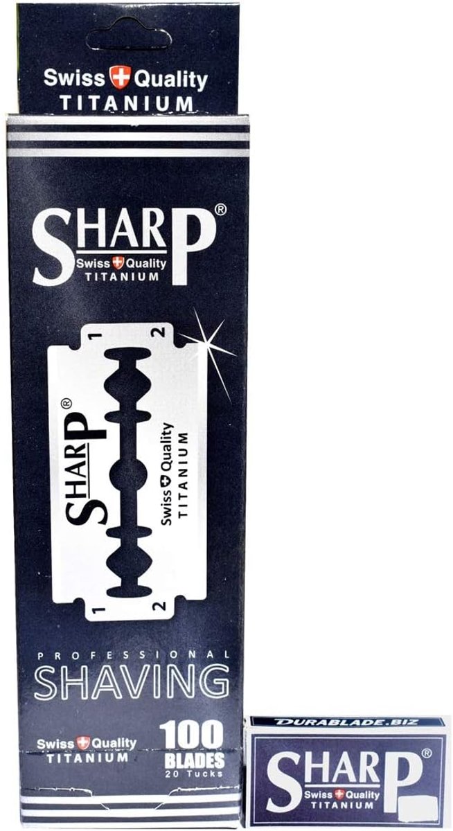 Scheermesjes 100 Stuks - Sharp Hi Titanium - Dubbelzijdig - Voor een traditionele scheerbeurt - SnelShoppen
