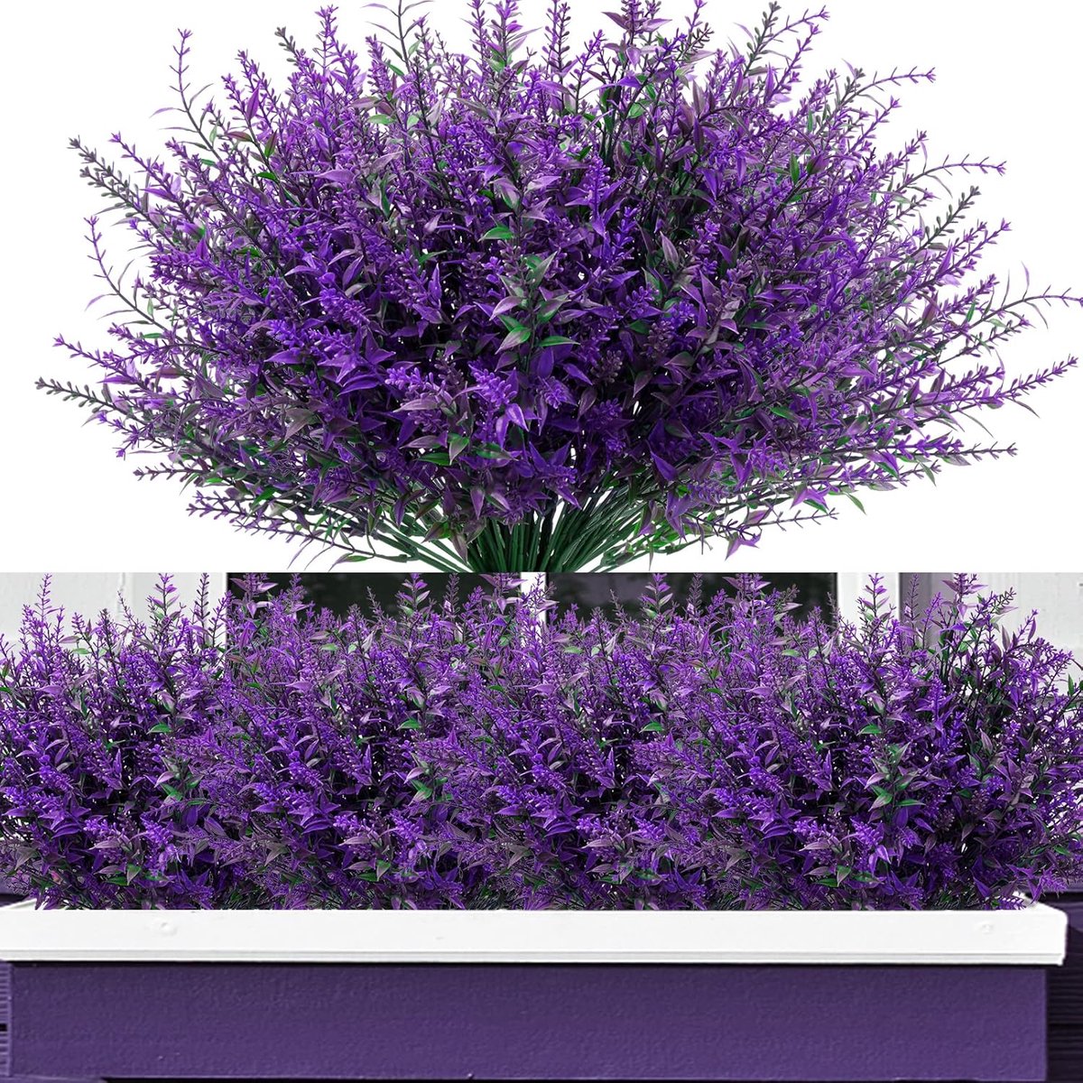 Kunstbloemen lavendel paars - 12 bundels - kunstmatig - altijd in bloei - SnelShoppen
