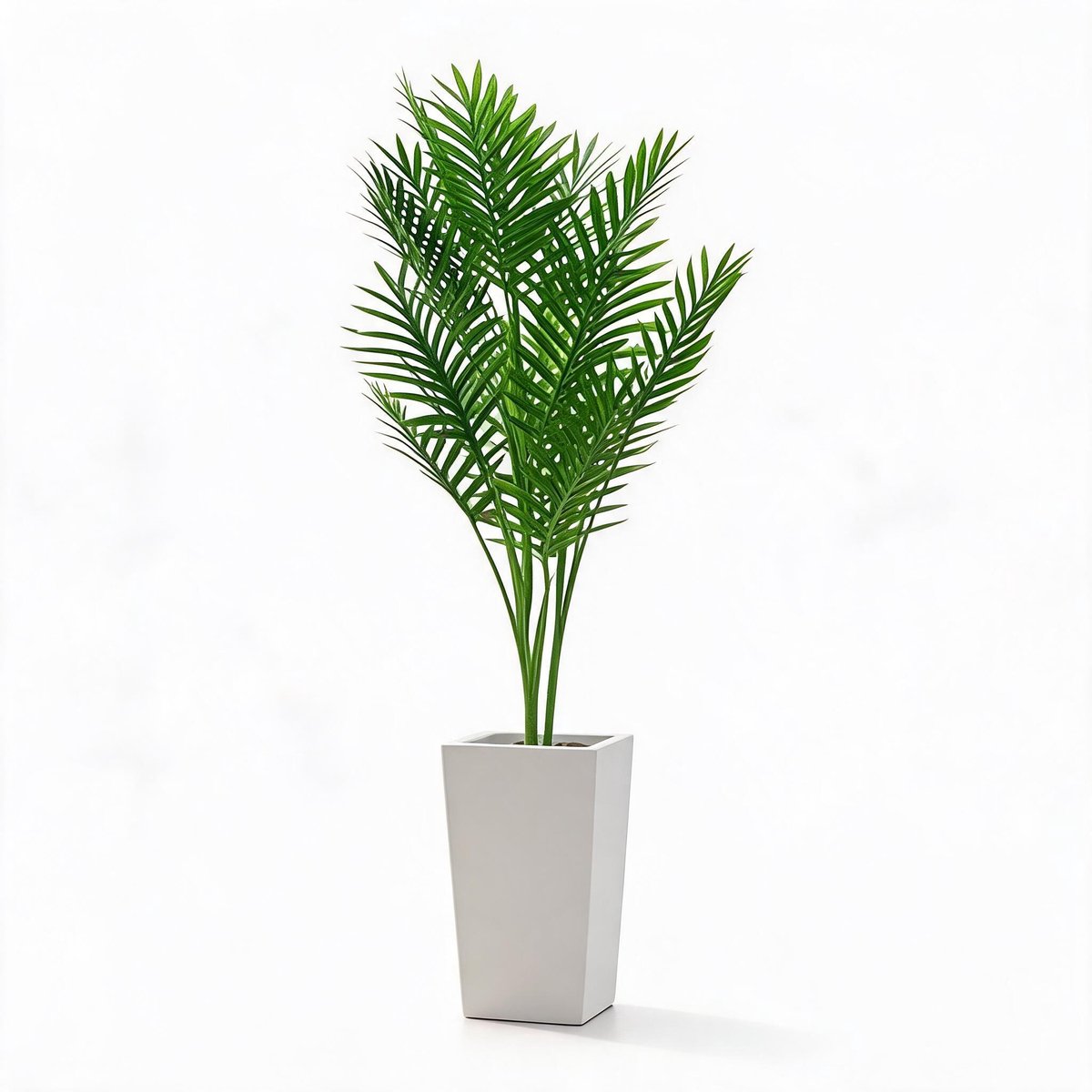 HOERFURIY - 127cm kunst areca guifei palm met hoge witte pot en kunstmos uv-bestendige PEVA bladeren binnen-buiten decoratie voor woning kantoor terras