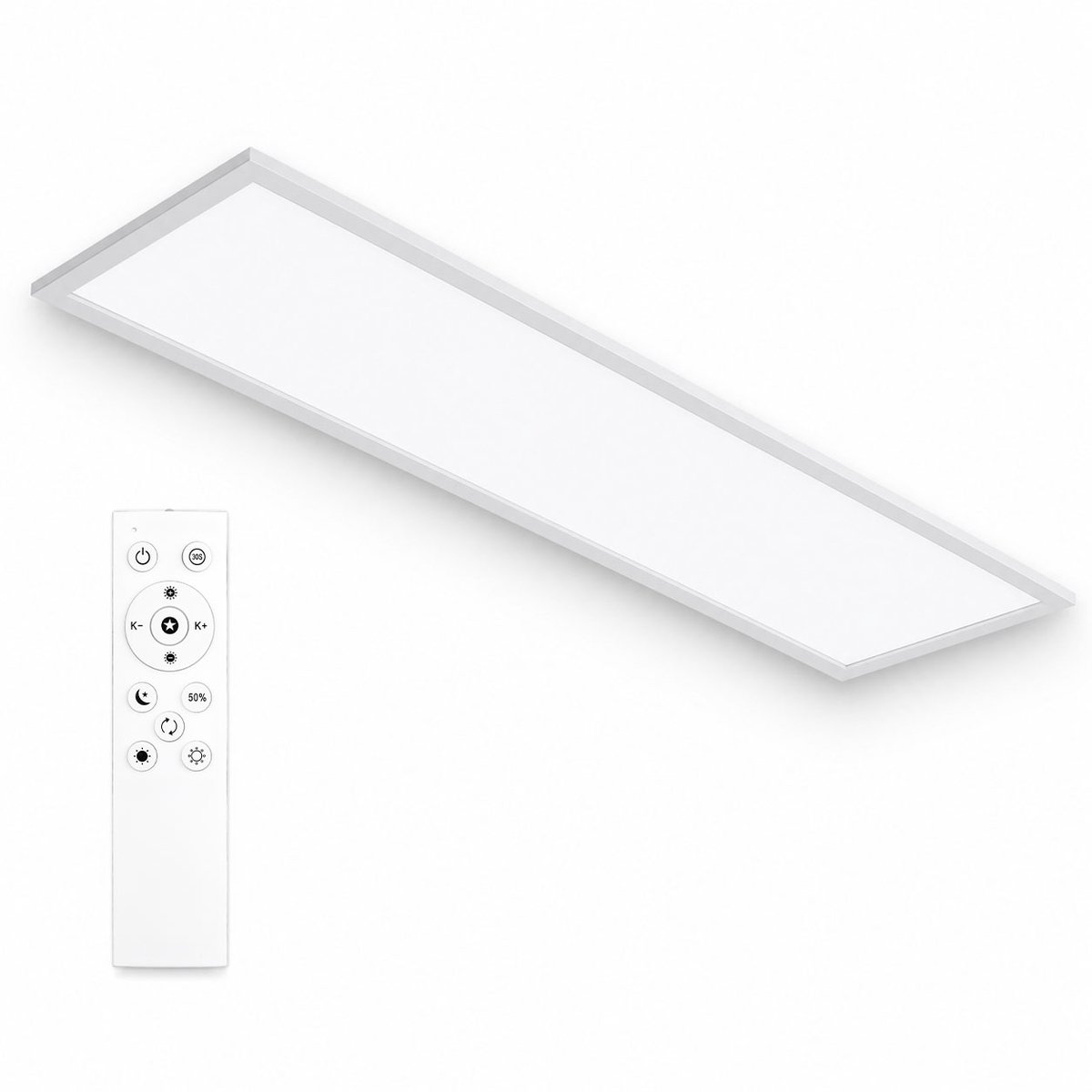 Oraymin LED Plafonnière - Dimbare Plafondlamp met Afstandsbediening - Ultraplat Paneel - 3000K-6500K - 120x30 cm - Wit