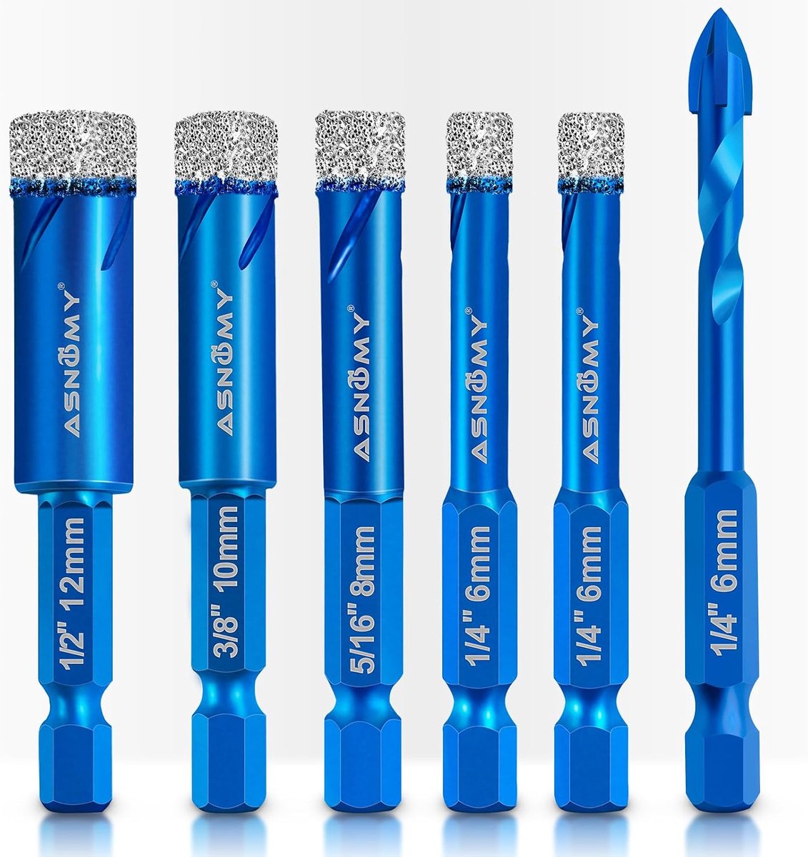 Diamantboor set 6-delig - 6 mm carbide boor - vacuüm gebonden diamant - ideaal voor hard keramiek en marmer - ShopVlot