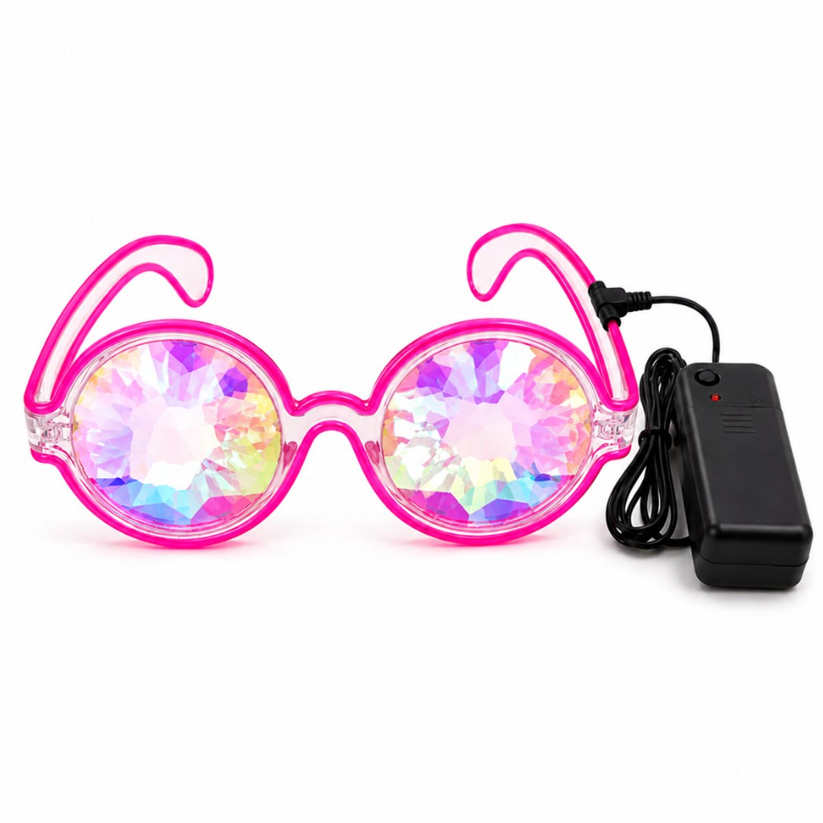 Doppler Prism Party Glasses – LED Kaleidoscoop Bril – Festival, Rave, Carnaval & Feest – Roze