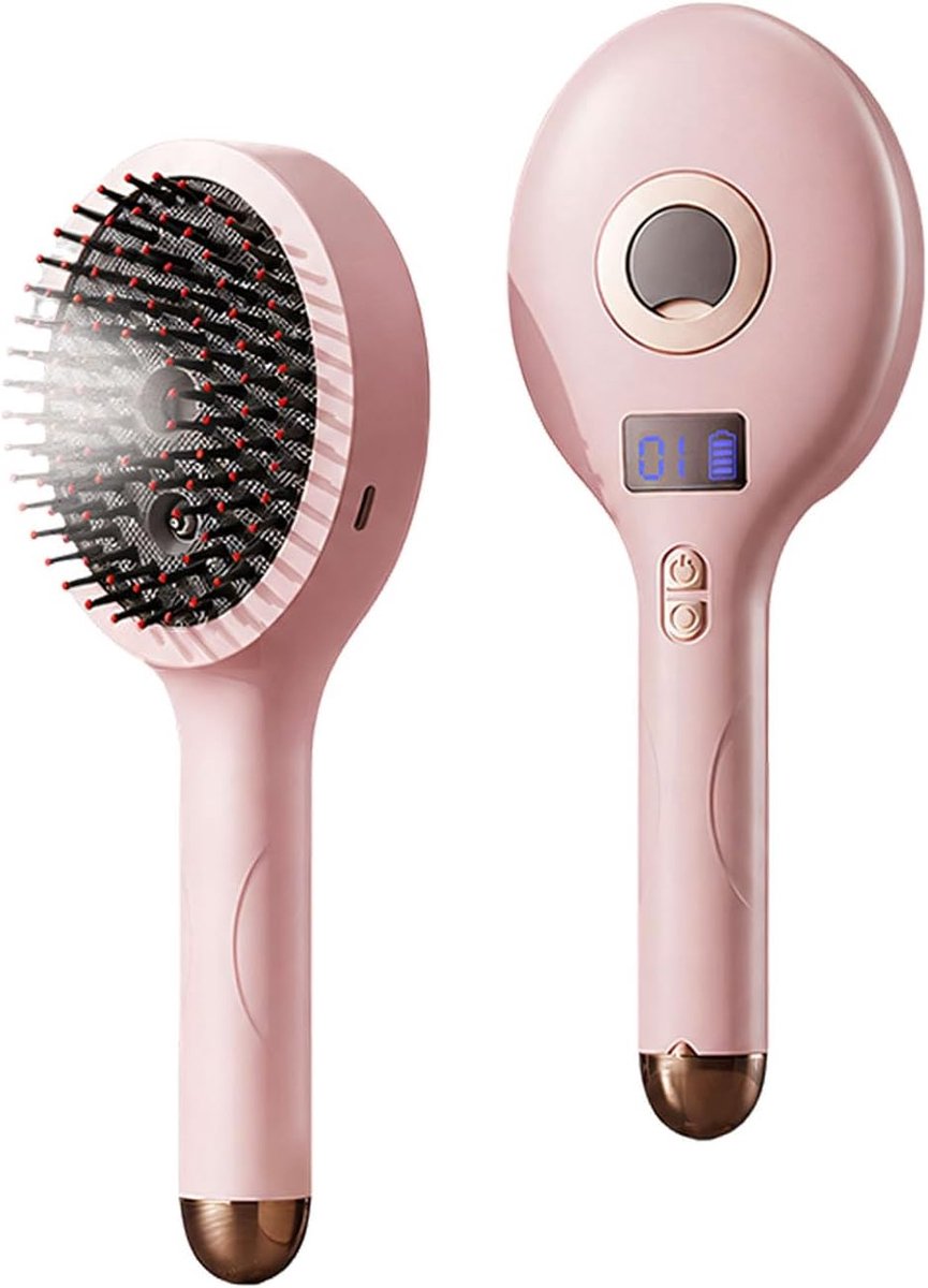 3-in-1 elektrische stoomkam - Draadloze massagekam met kussen - Rode vibratiemassage - Stoomstyling - Hoofdhuidverzorging - Geschikt voor alle haartypes