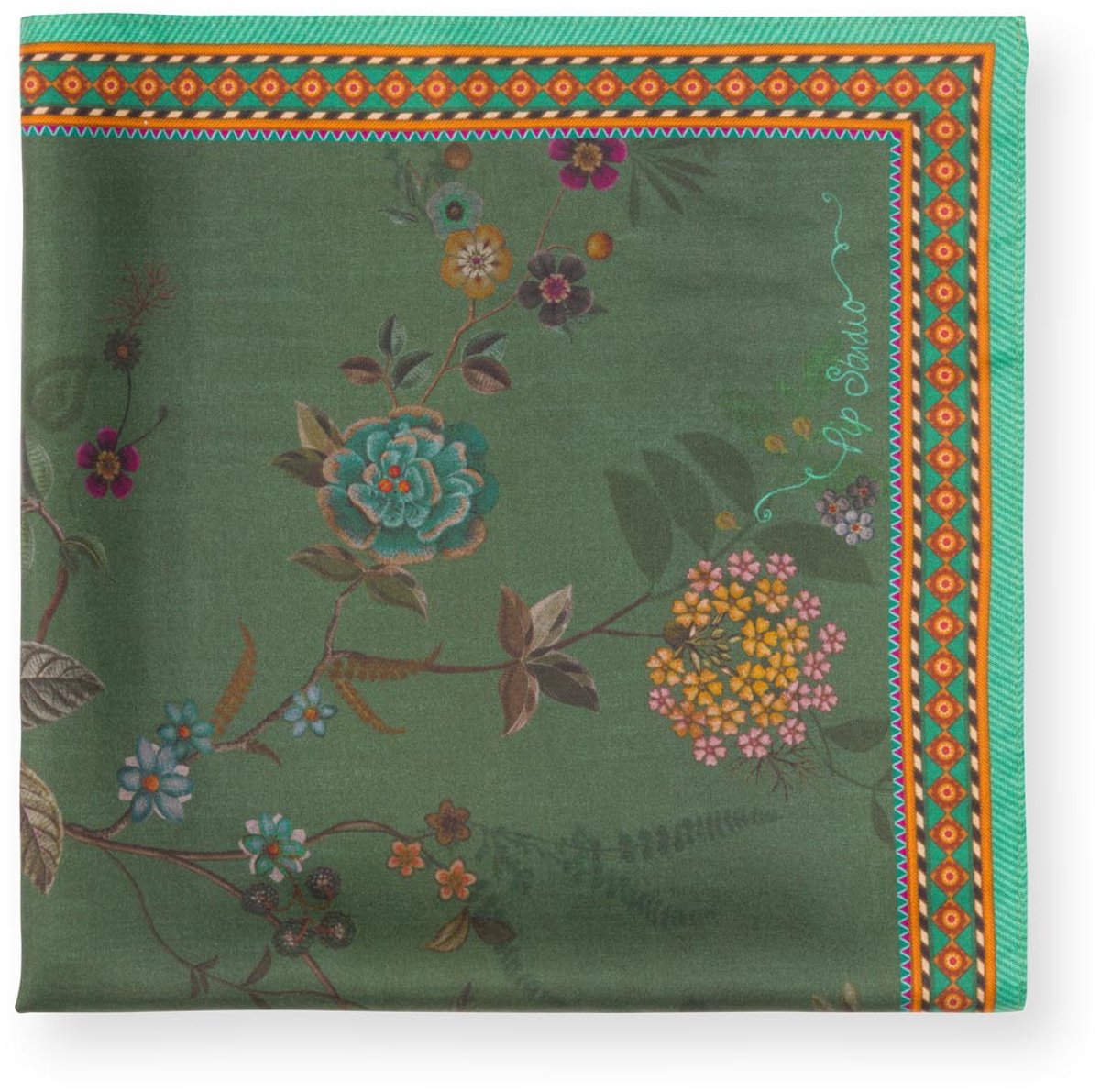 Pip Studio - Sjaal - Bodhi Flower - Donkergroen - 53x53cm