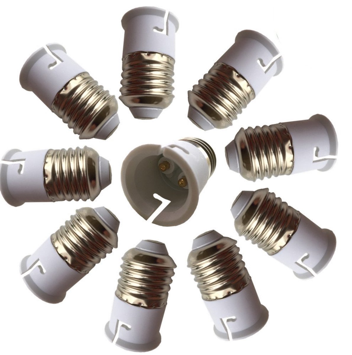 10 stuks E27 naar B22 E26 lichtsokkel adapter converter basis, past op led/CFL-gloeilampen, hittebestendig, anti-brandgevaar