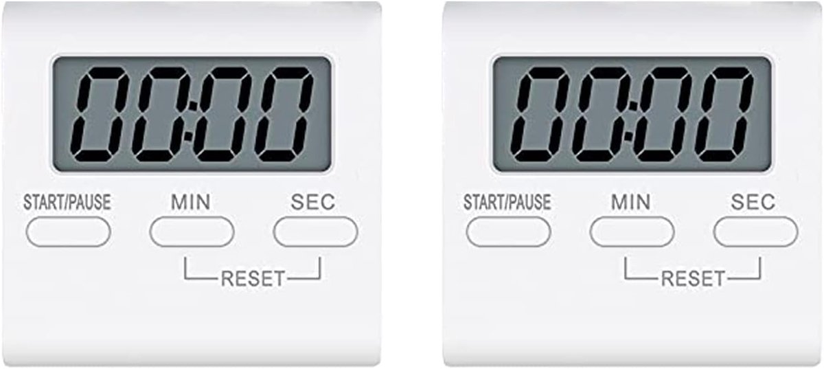 2 Pack Witte Grote Digitale Keuken Timers Magnetische Countdown Timer met Luid Alarm voor Koken Klas Leraren