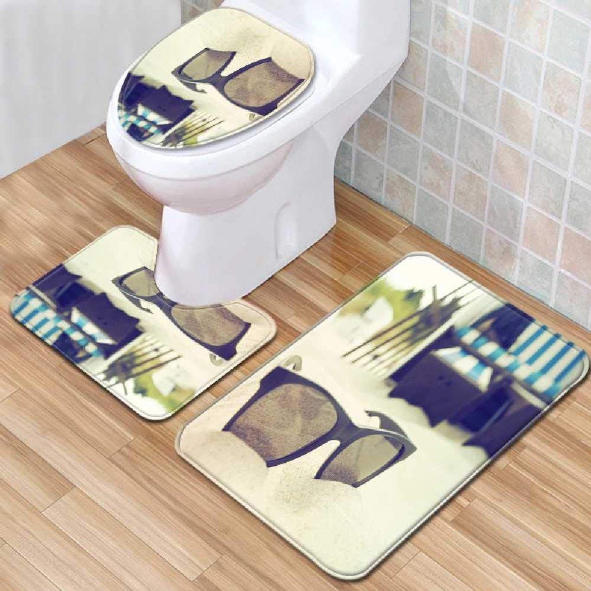 Zicht Driedelige Badkamer Anti-slip Mat, Wc-mat Set, Badkamer Anti-slip Mat, Badmat, Badkamer Mat 50cmx80cm