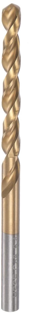 sourcing map Spiraalboor, 5,4 mm, titanium gecoat (HSS-E), M42, hogesnelheidsstaal, 8% kobalt, rechte schacht voor roestvrij staal, aluminiumlegering, metaal