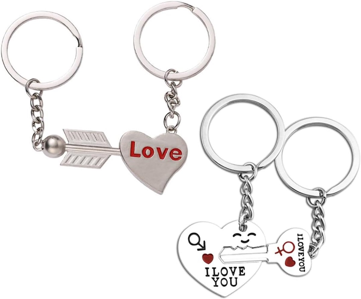 2 paar sleutelhangers voor koppels, herdenkingsgeschenken voor koppels, creatieve romantische cadeaus voor koppels, vrienden, thuis, Valentijnsdag, jubileum
