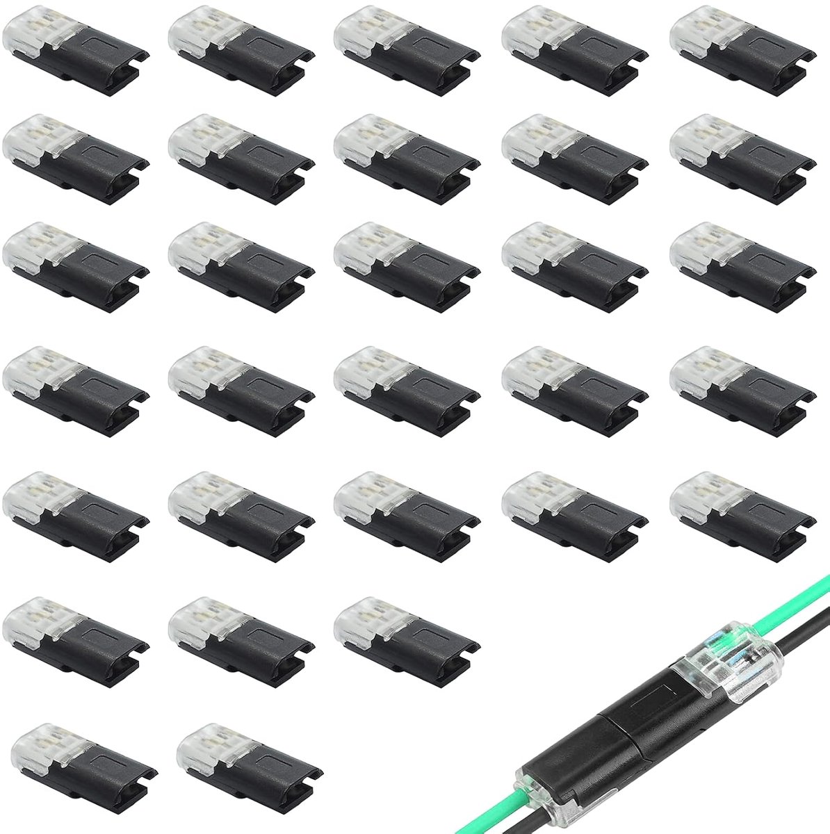 30 stuks snelkoppelingsset, kabelverbinders, waterdicht, 2-polige connector, kabelverbinderset, auto-connectoren, 2-polige waterdicht, LED D2 snelkoppeling