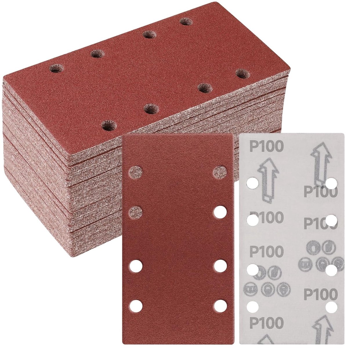 93 x 185 mm, schuurpapier, korrel 100, 50 stuks | Schuurpapier voor schuurmachine, polijsten en verwijderen van roest