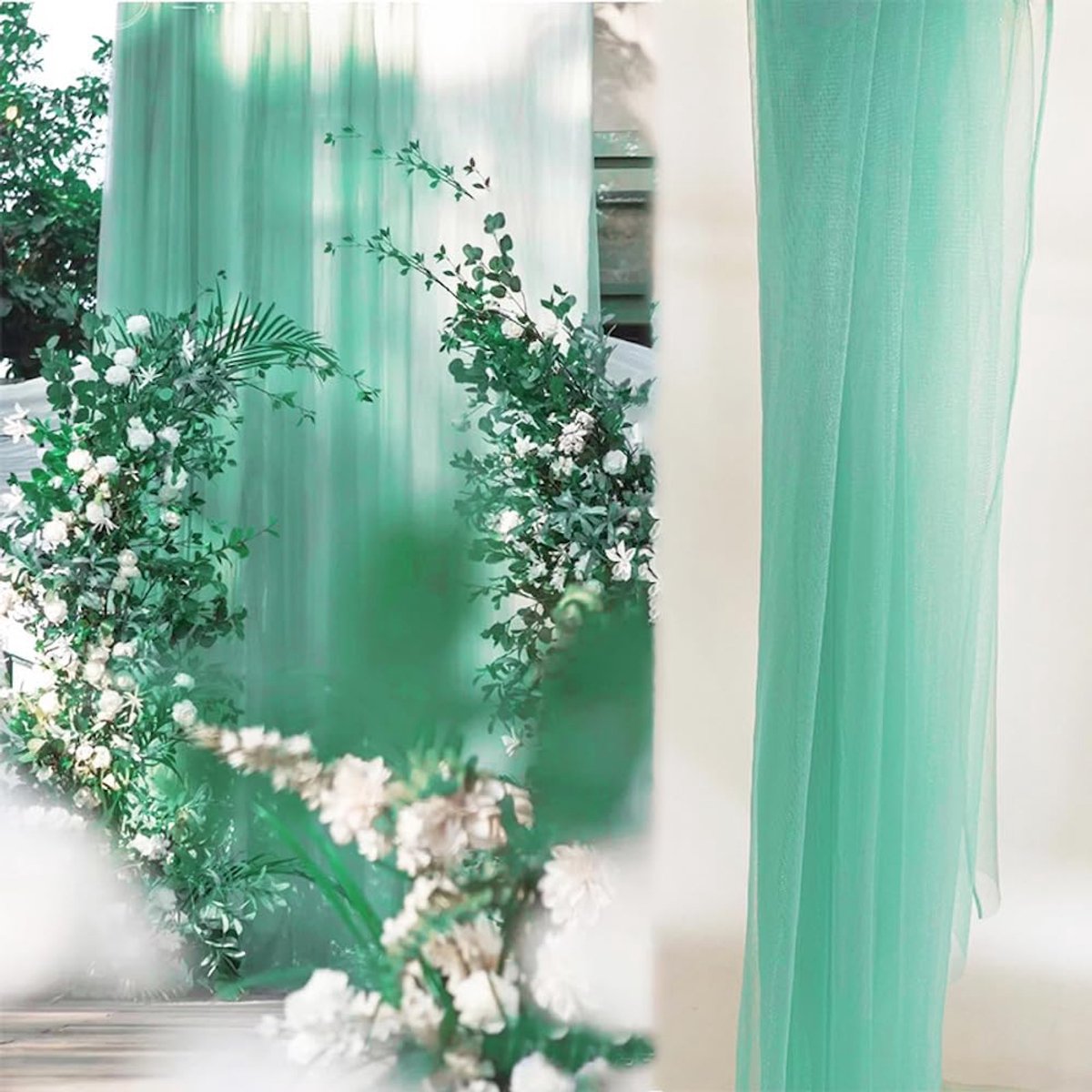 Stof, 3 m x 160 cm, tule om te naaien, decoratieve netstof voor bomen, bruiloft, booggordijnen voor bruiloft, handdecoratie, strik voor ceremonie, party, kleur