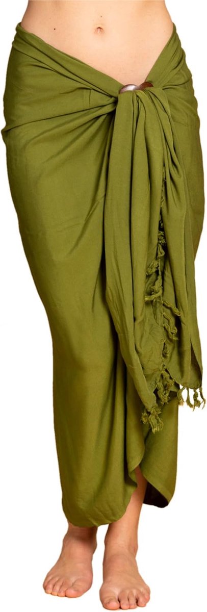 Pareo Ondoorzichtig - L & XXL - Pareo Stranddoek Bikiniomslagdoek | Voor dames & heren, als wikkelrok, strandjurk of bikini cover-up, zachte viscose, Sarong, met kokosgesp