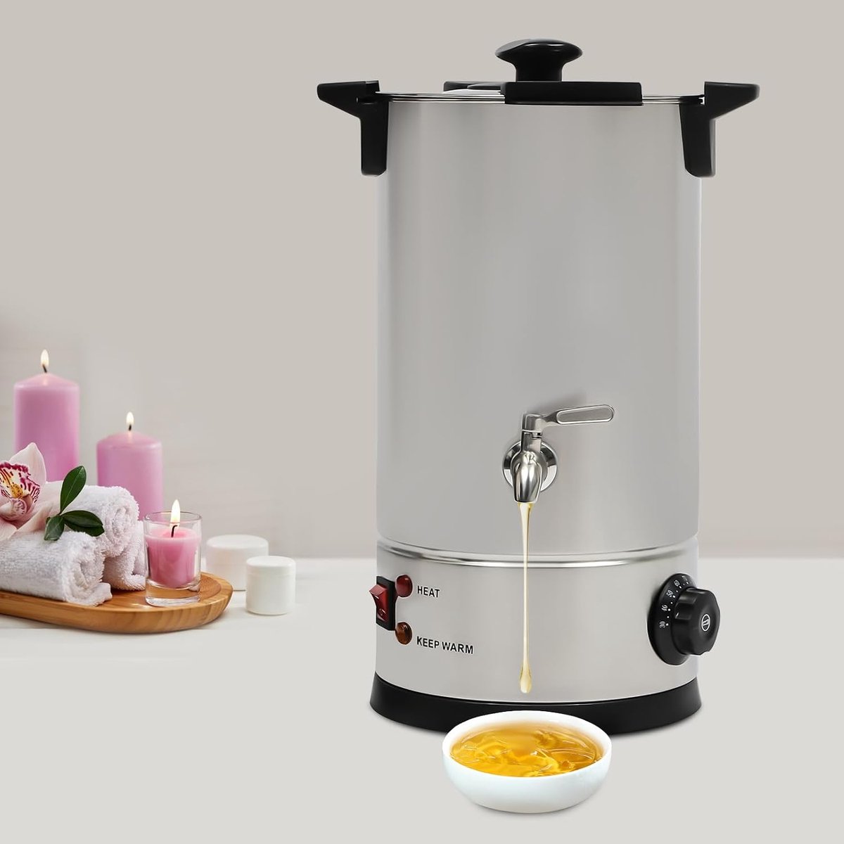 Grote wassmelter, 10 liter, elektrische wassmelter voor doe-het-zelf kaarsen maken, 30-110 °C, voor sojawas, zeepbasis, kaarsen maken