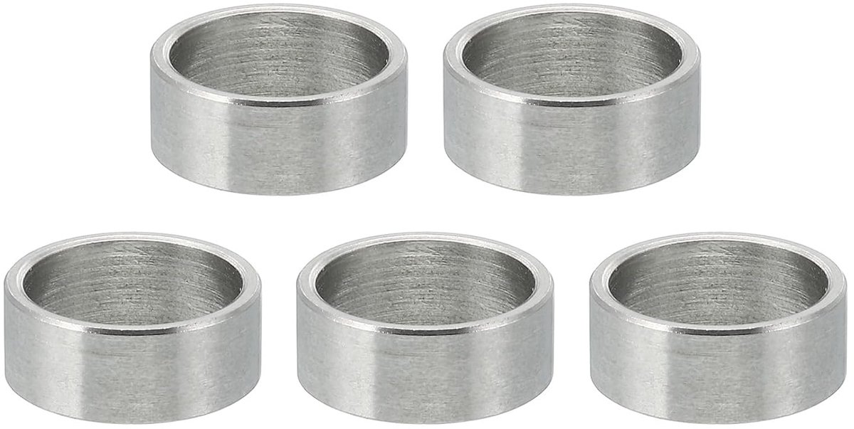 M10 roestvrijstalen afstandhouders, 5 stuks metalen afstandhouders roestvrij staal 10,2 mm ID x 12 mm OD x 5 mm L afstandsschroef standoff rond voor 3/8" M10 schroefbouten