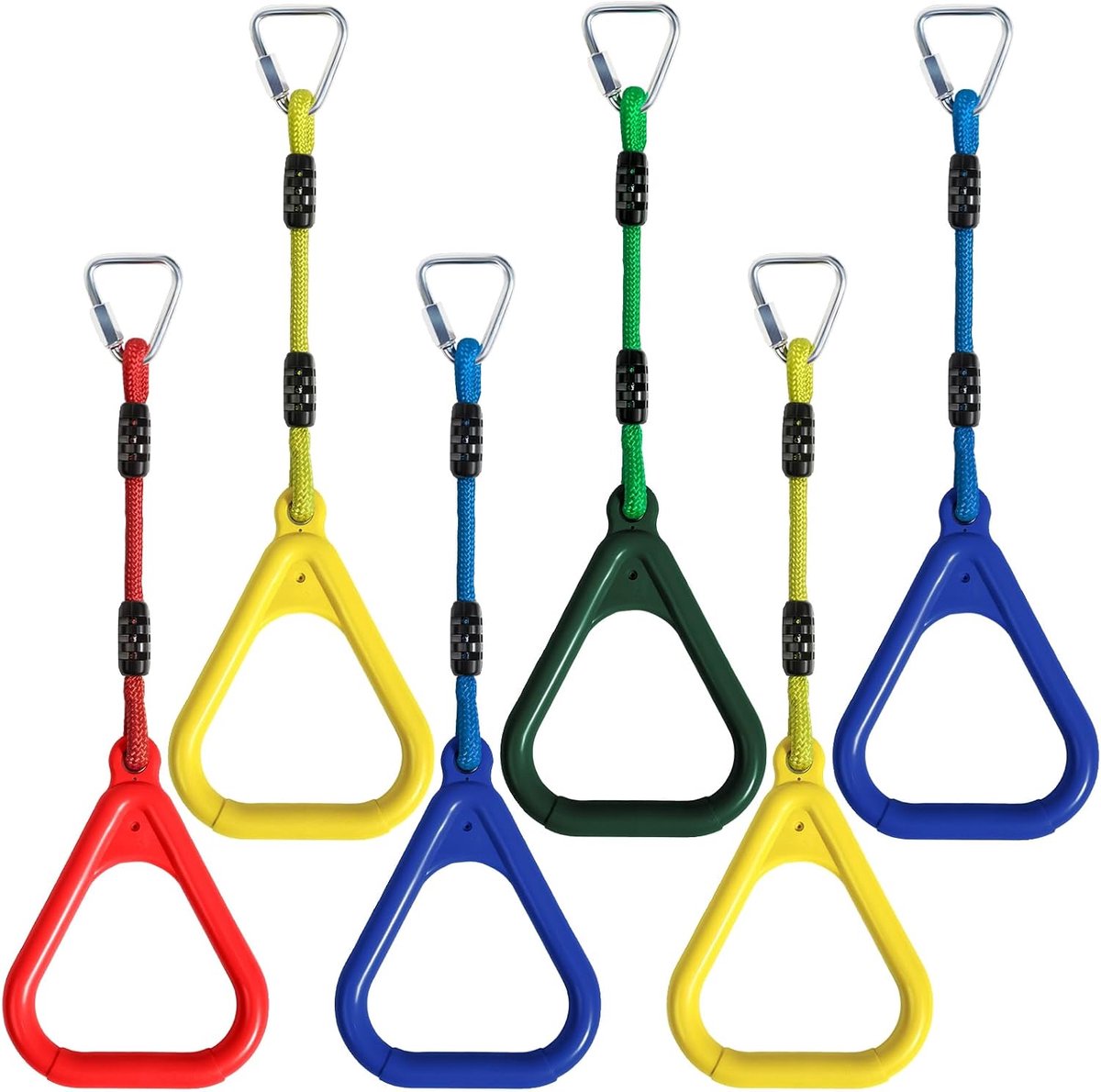 6 stuks klimringen voor kinderen, outdoor, indoor, ninja-ringen om op te hangen, belastbaar tot 160 kg
