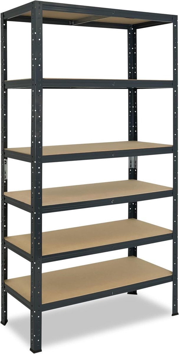 Shelfplaza Home 180x75x30cm metalen stellingkast antraciet: 6x145kg | stellingen Berging stelling Garagekast Metalen opslagstelling Opbergstelling Zware stelling Opslagrek Garage stelling