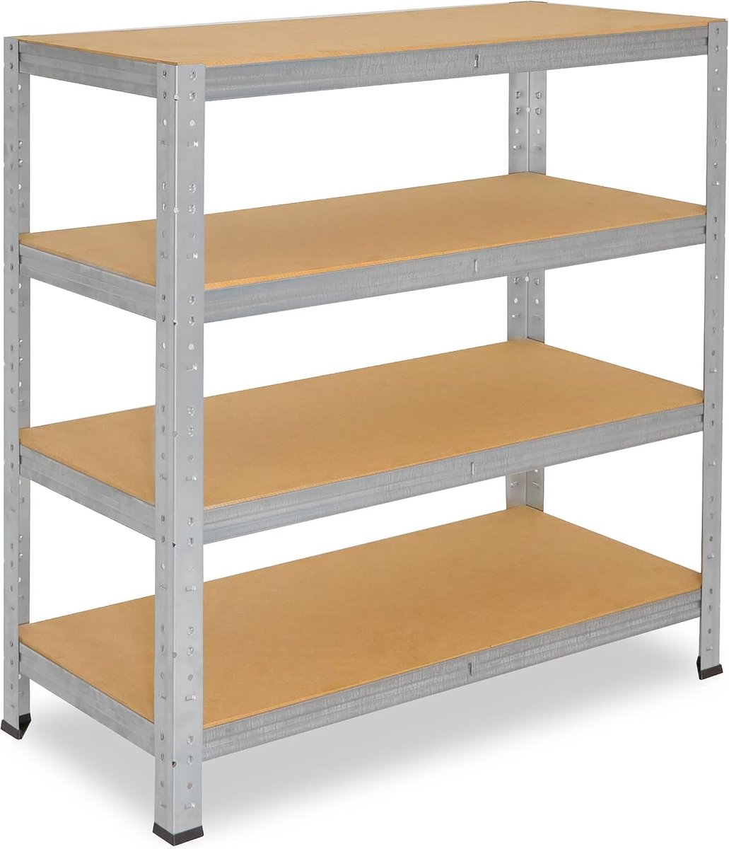 Shelfplaza Home 115x60x45cm metalen stellingkast verzinkt: 4x175kg | stellingen Berging stelling Garagekast Metalen opslagstelling Opbergstelling Zware stelling Opslagrek Garage stelling