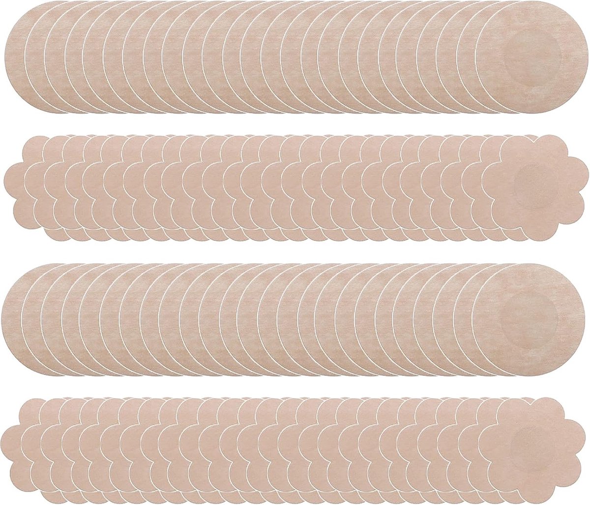 100 stuks tepelpads, 6 cm, tepelafdekkingen, waterdicht, onzichtbare wegwerptepelafdekking, tepelafdekking voor vrouwen, meisjes, feest (rond en bloemenvorm)