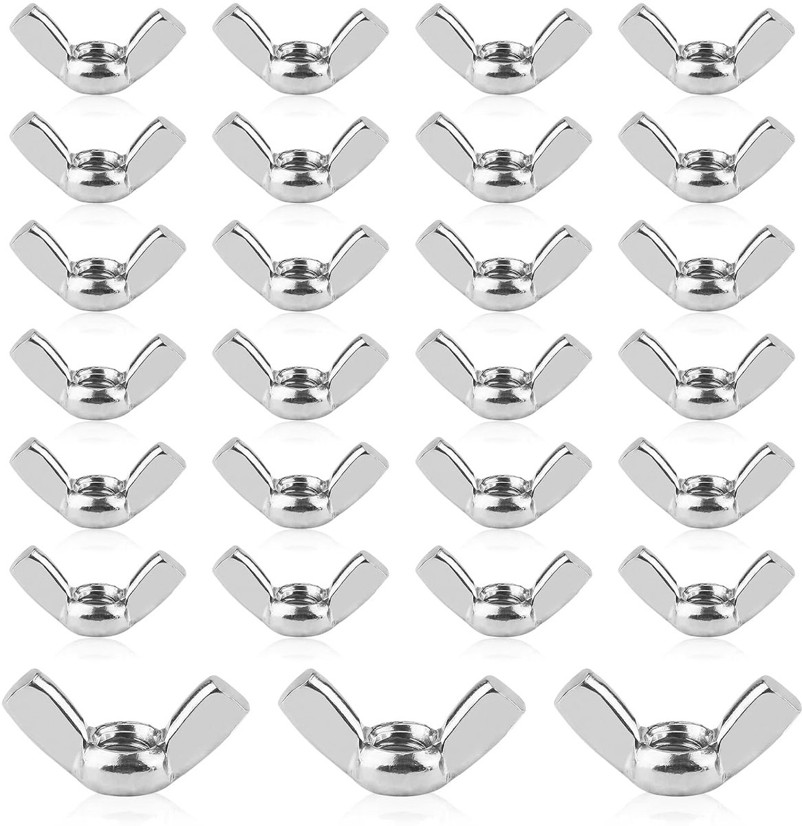 Vleugelmoeren M6 vleugelmoeren, hoogwaardig 304 roestvrij staal, vlindermoeren, zilver, metrische roestvrije vleugelmoer voor doe-het-zelf gereedschap, meubels, elektronische