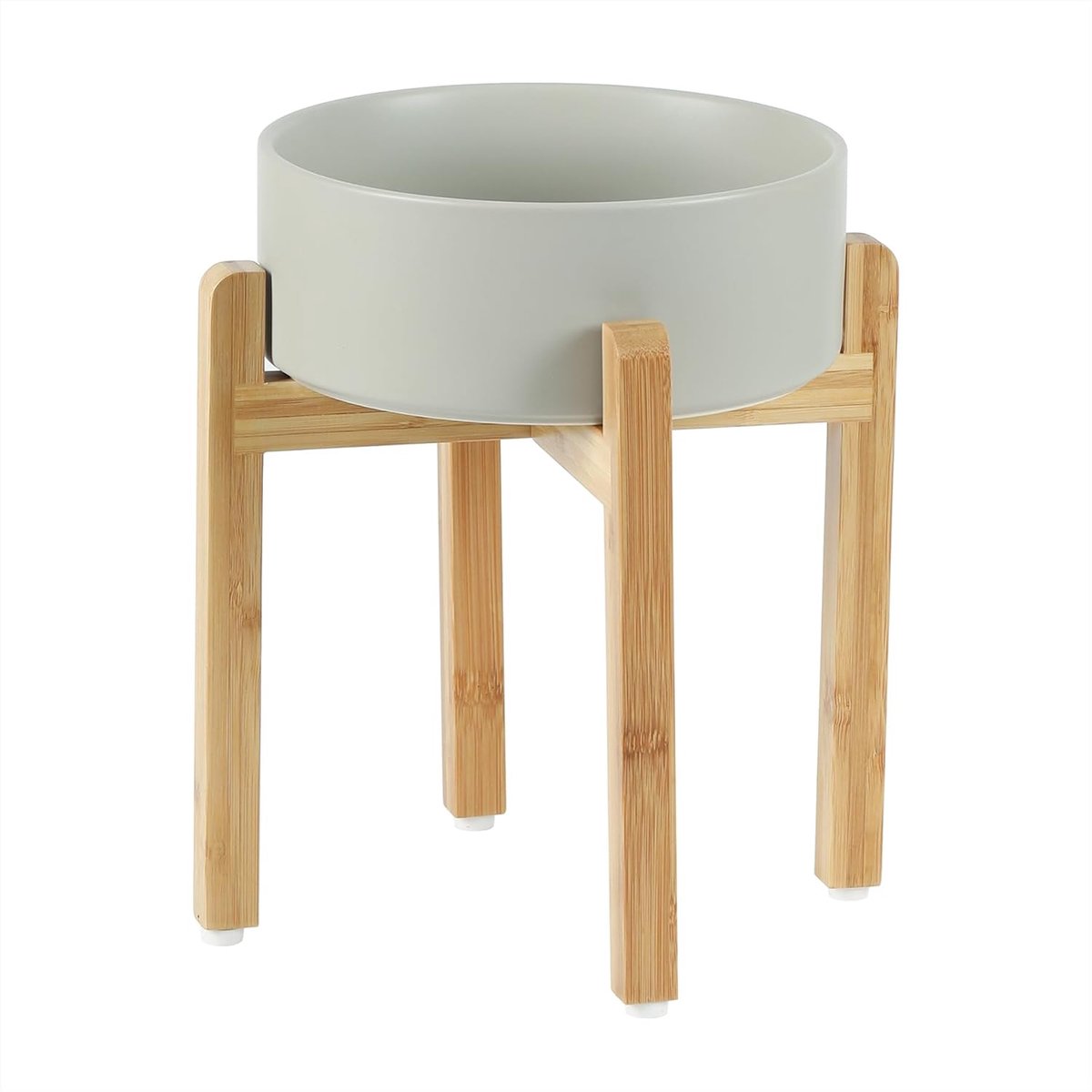 Keramische 20,8 cm verhoogde hondenbakset, verhoogde feeder met standaard, voer- en waterbak voor honden van grote rassen, verzwaarde huisdierschotel (66 oz, grijs)