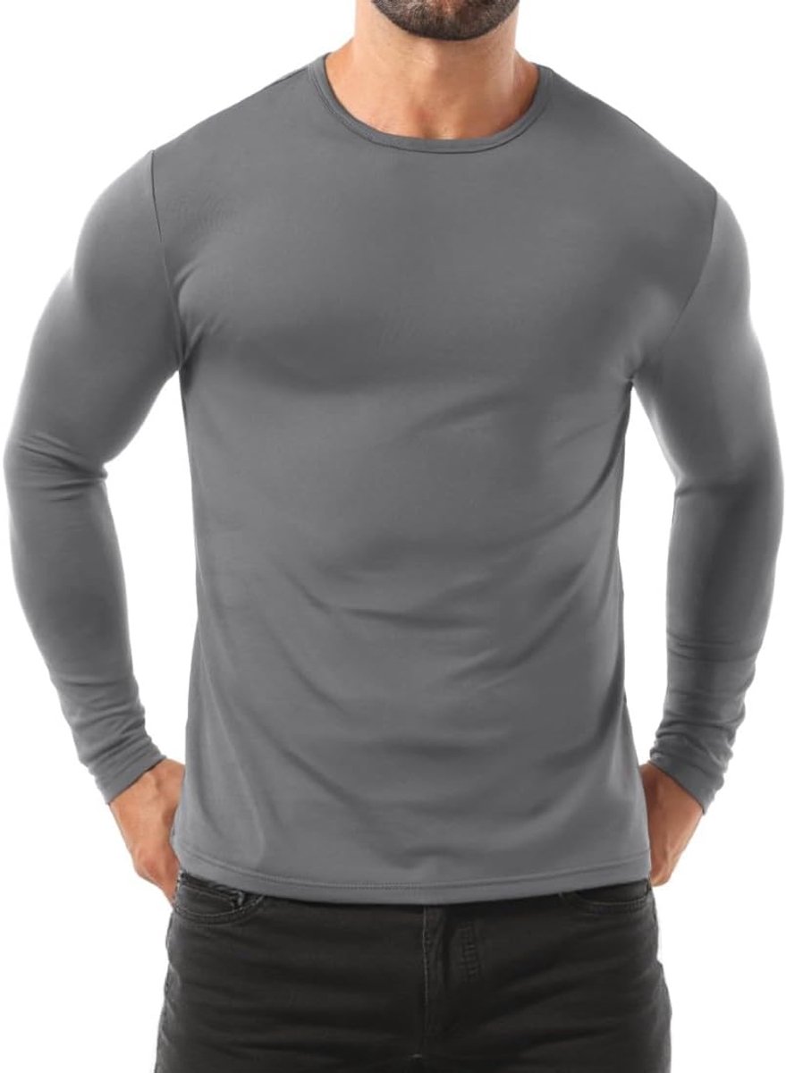 Thermische top voor heren UK lange mouwen thermisch ondergoed ronde hals basic basislaag winter warm zacht T-shirt
