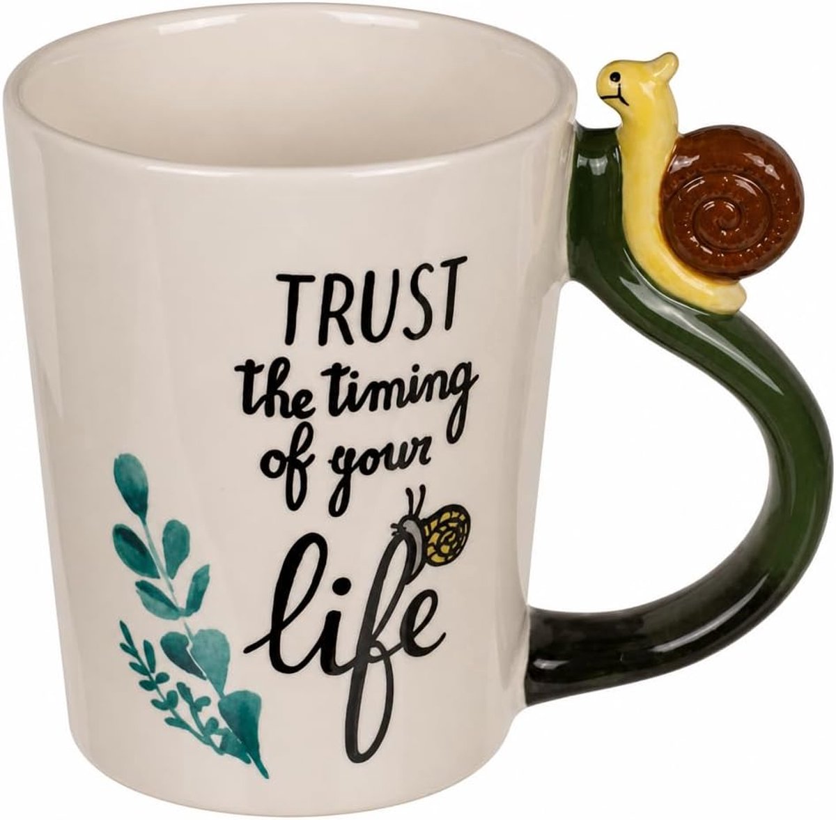 koffiebeker theebeker hendelbeker van keramiek met diermotivhendel, handbeschilderde 3D-beker voor dierenliefhebbers, dierenvrienden, koffie, thee, cacao, 11x8,5 cm 300 ml (slak)