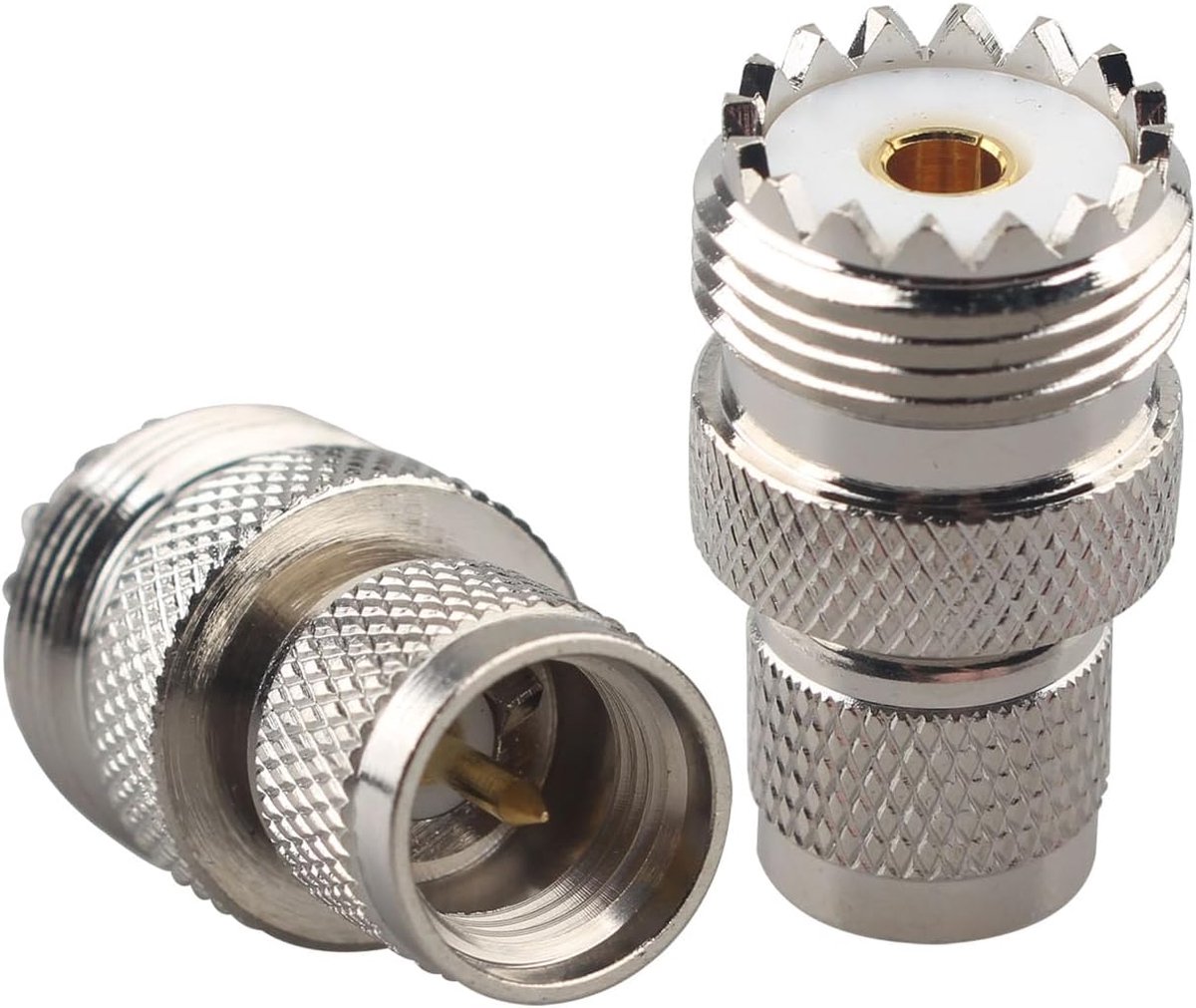 2PCS Mini UHF Male to UHF Female PL259 SO239 Connector Mini UHF Male Plug to UHF Female Jack RF Coax Adapter Straight coaxial Converter Compatible with Maxtrac Radios Model SM-50 SM-12 Radius