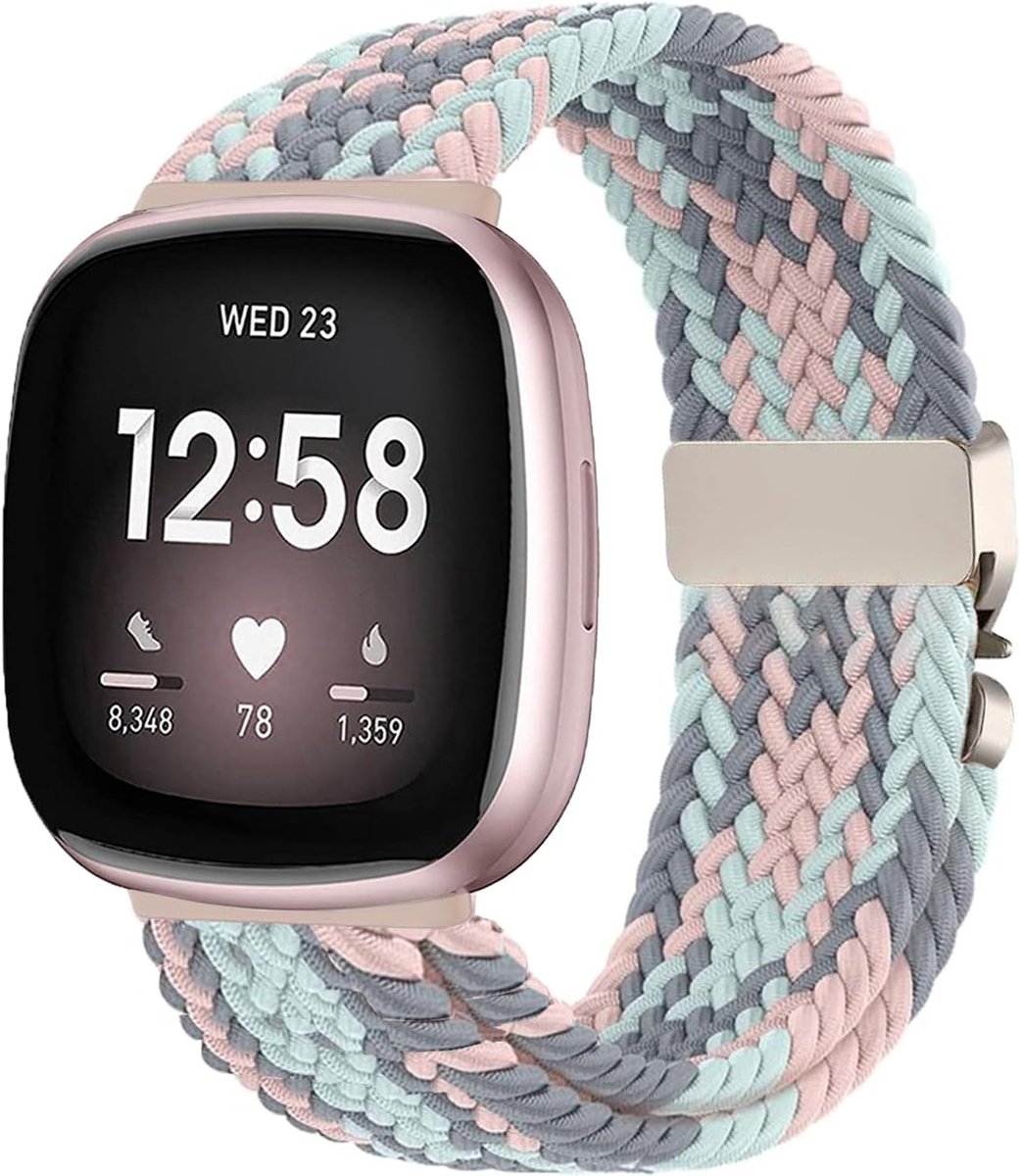 Gevlochten Band Compatibel met Fitbit Versa 3/Versa 4, Elastische Band voor Fitbit Sense 2/Sense