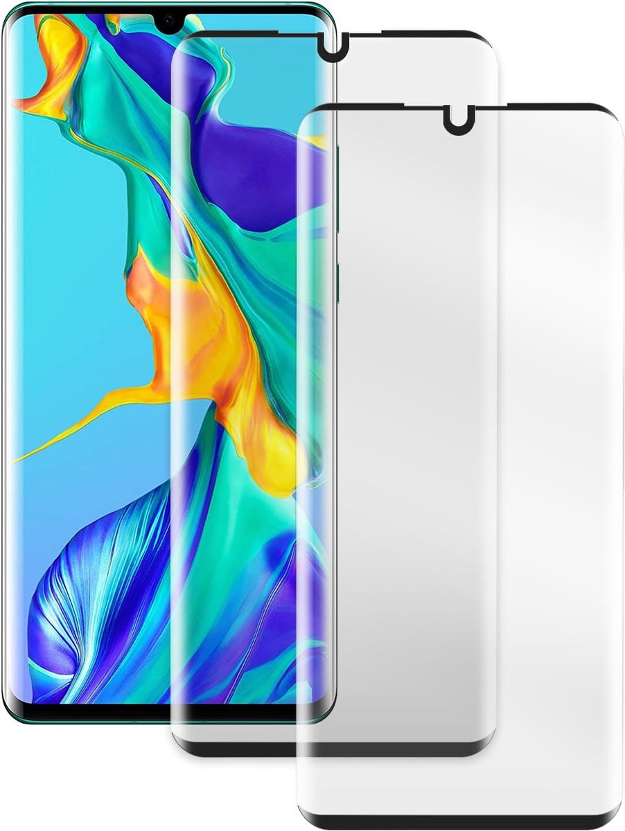 [2 stuks] Beschermfolie voor Huawei P30 Pro, pantserbescherming glas, 3D volledige displaybescherming, luchtbelvrije folie, vingerafdruk-displayfolie, Sensitive Touch, HD