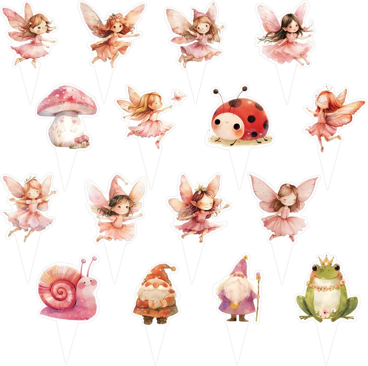 48 Stuks Feeën Cupcake Toppers, Floral Baby Shower Party Decoration Verjaardag Vlaggenbord Benodigdheden voor Verjaardagsfeest Decoraties Verjaardag Vlaggenbord Benodigdheden