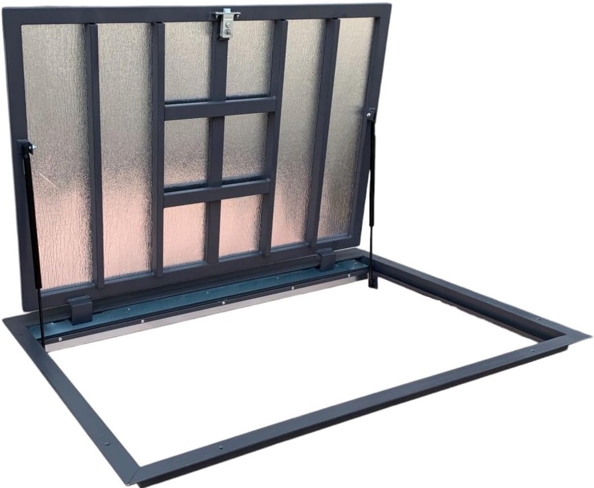 Thermo Max 4, 80 x 100 cm, met gasveer, vergrendeling met handvat en vierzijdige afdichting, schachtafdekking voor kelder en revisieschacht, frame van stalen profiel, 800 x 1000 mm