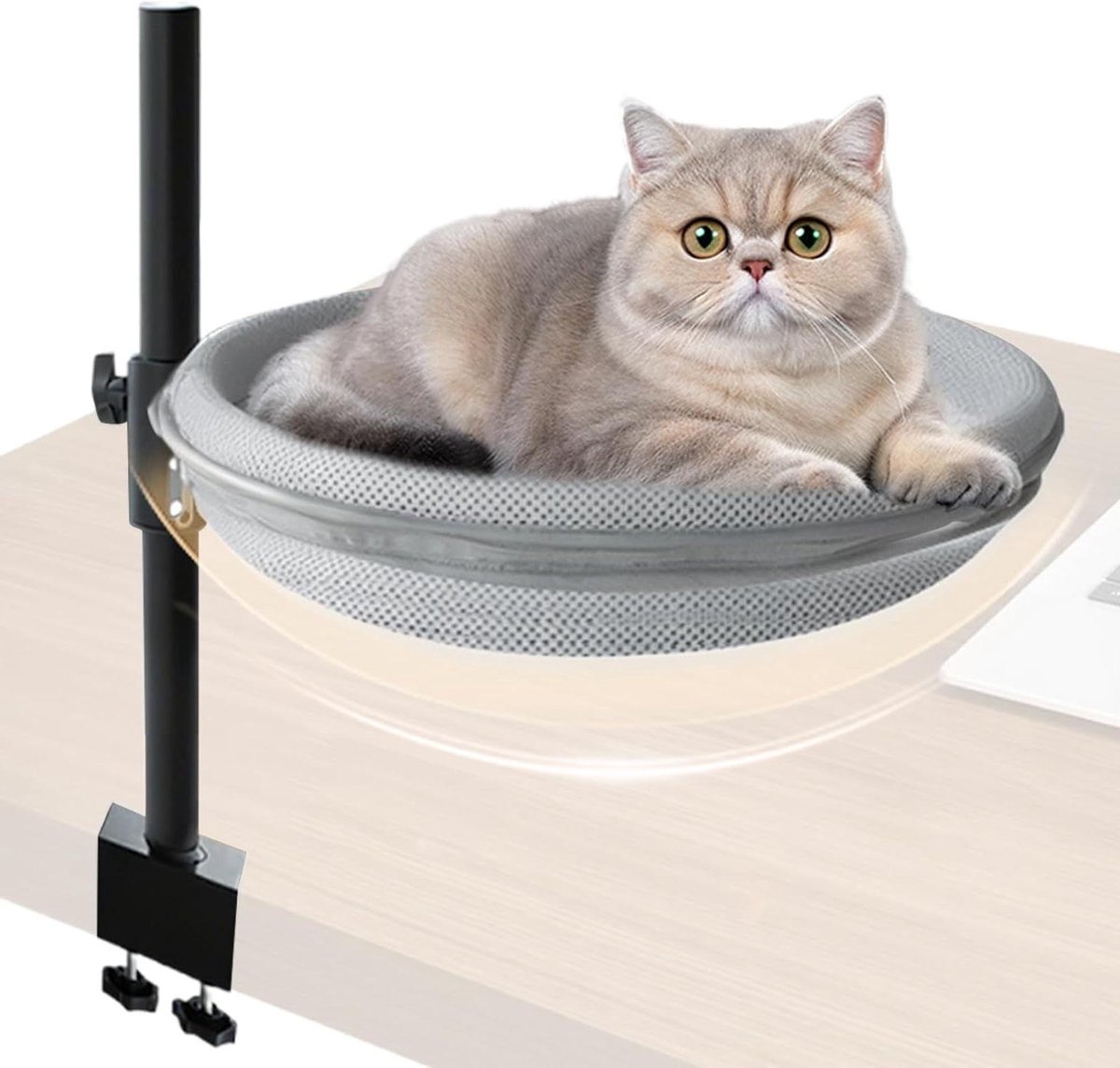 Kattenbed voor Bureau - Hangmat voor Katten - Ontspannen van Huisdier - 360° Draaibaar - Tot 15 kg - Enkel kenmerk