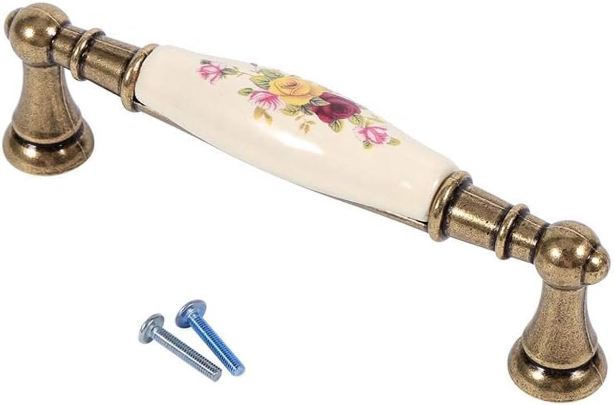 Handles,Traditional Drawer Cabinet Handle Vintage Rural Flower Pattern Ceramic Bronze DIY Door Handles Cabinet Cupboard Drawer Knobs Pull(1#)