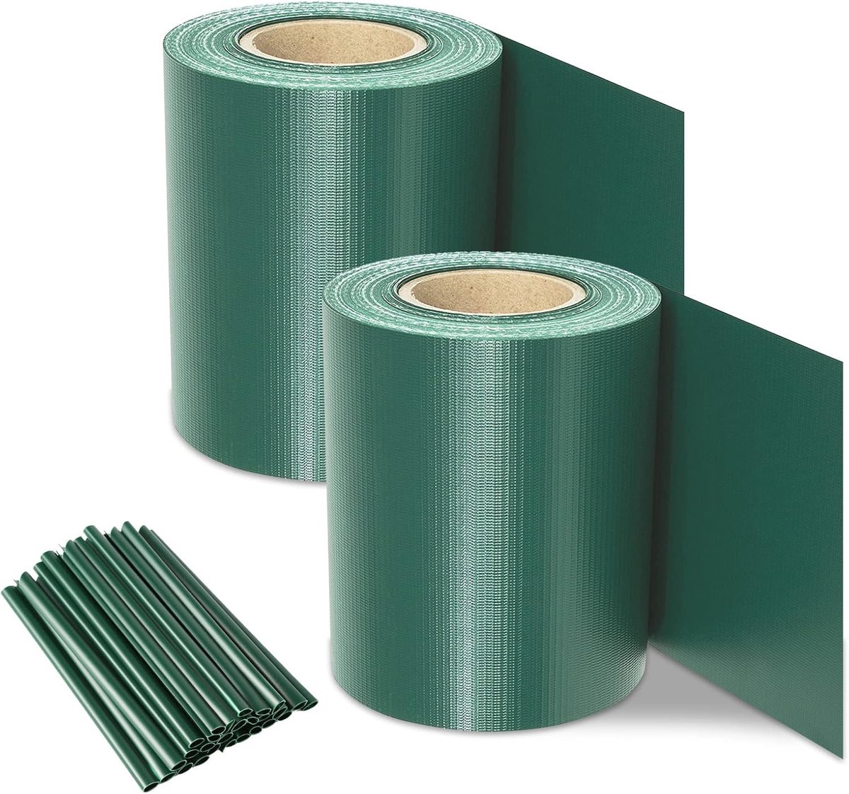 Stroken voor dubbelstaafmatten, pvc, zichtwerende folie, inkijkbescherming, tuin, 140 meter met 120 clips, inkijkbescherming, weerbestendig, ondoorzichtig, 450 g/m², groen