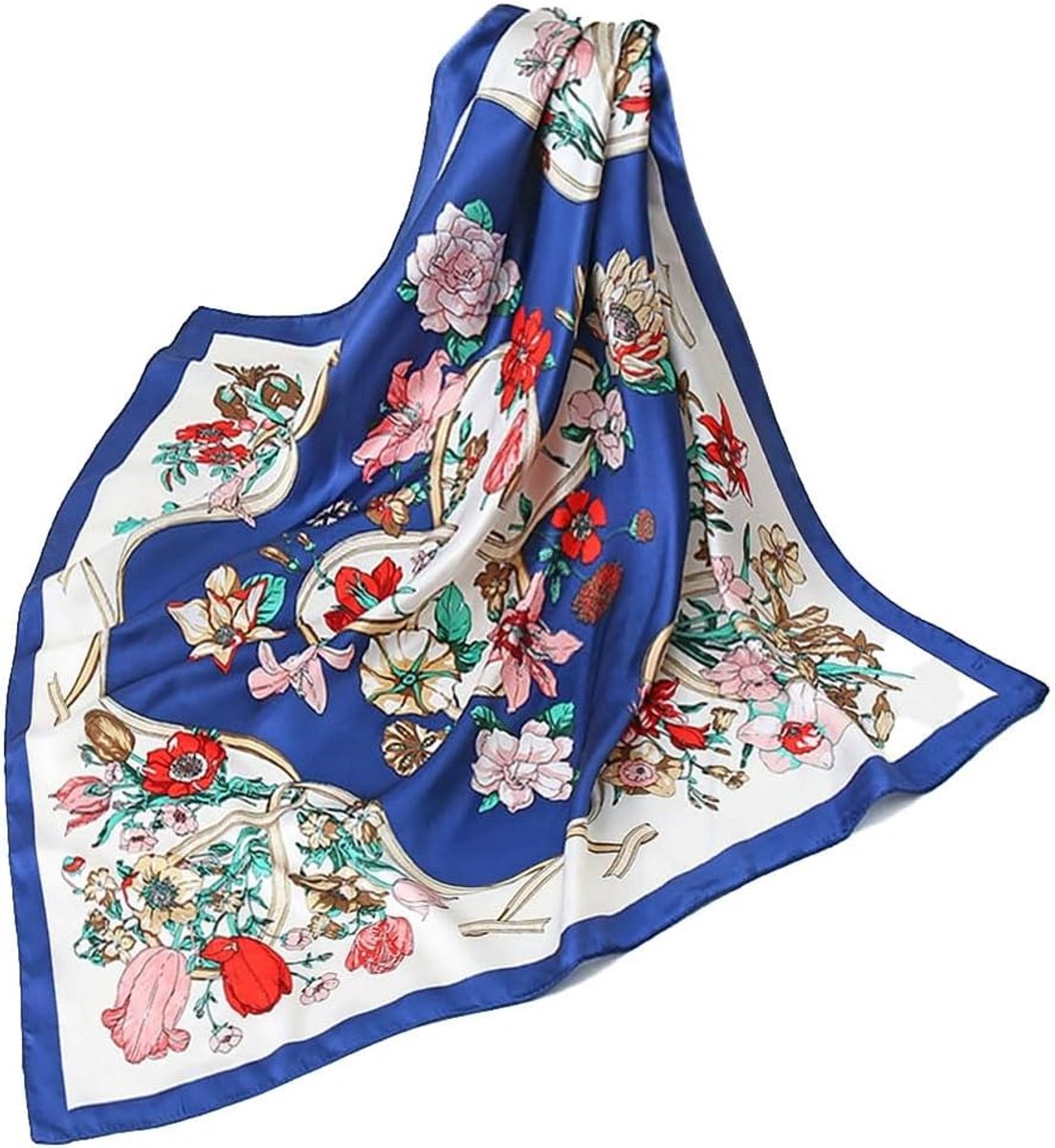 Sjaal voor dames, elegante 90 x 90 cm zijden doek voor het haar, halsdoek voor dames, elegante satijnen doek, halsdoek, bandana, hoofddoek,