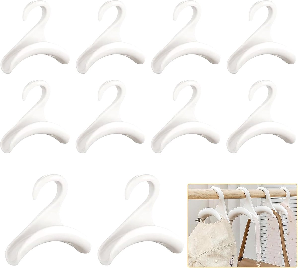 Kledinghaken voor handtassen, 12 stuks zakhaken, kledinghaken, stropdassen haken voor het ophangen van rugzakken, mappen, sjaals, riemen en stropdas (wit)