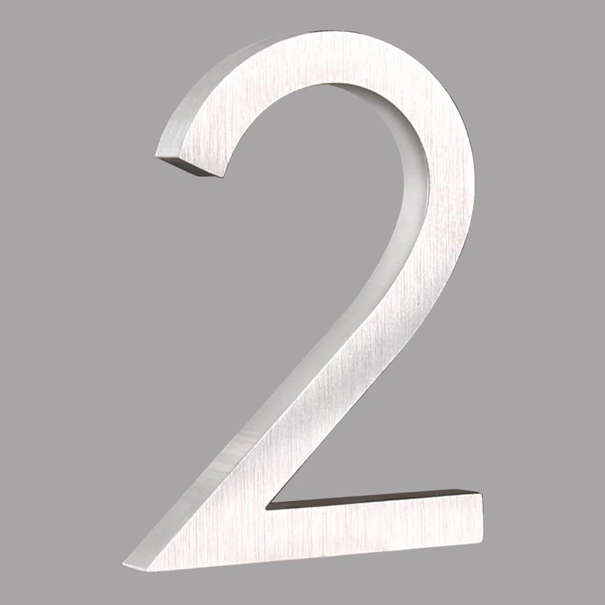 Floating House Number 6 inch Stylish Door Numbers Alphabet Plaque Street Home Address Numerals (2, Silver)
