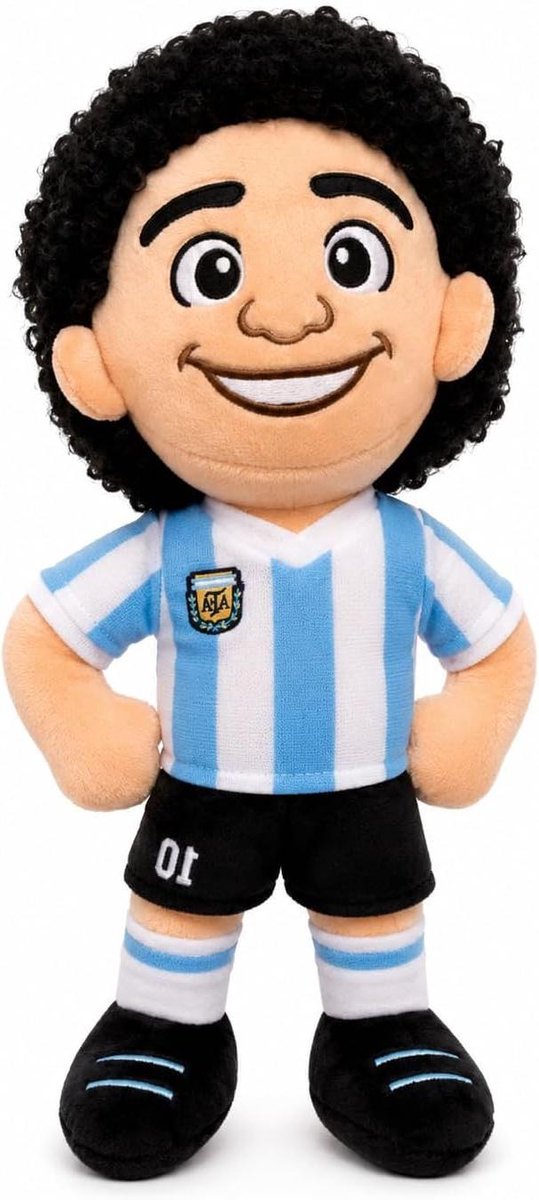 Pluche Diego Maradona Pop - Voetbal Legende Knuffel - Verzamelen en Decoreren - Argentijnse Stijl Nummer 10 - 27 cm