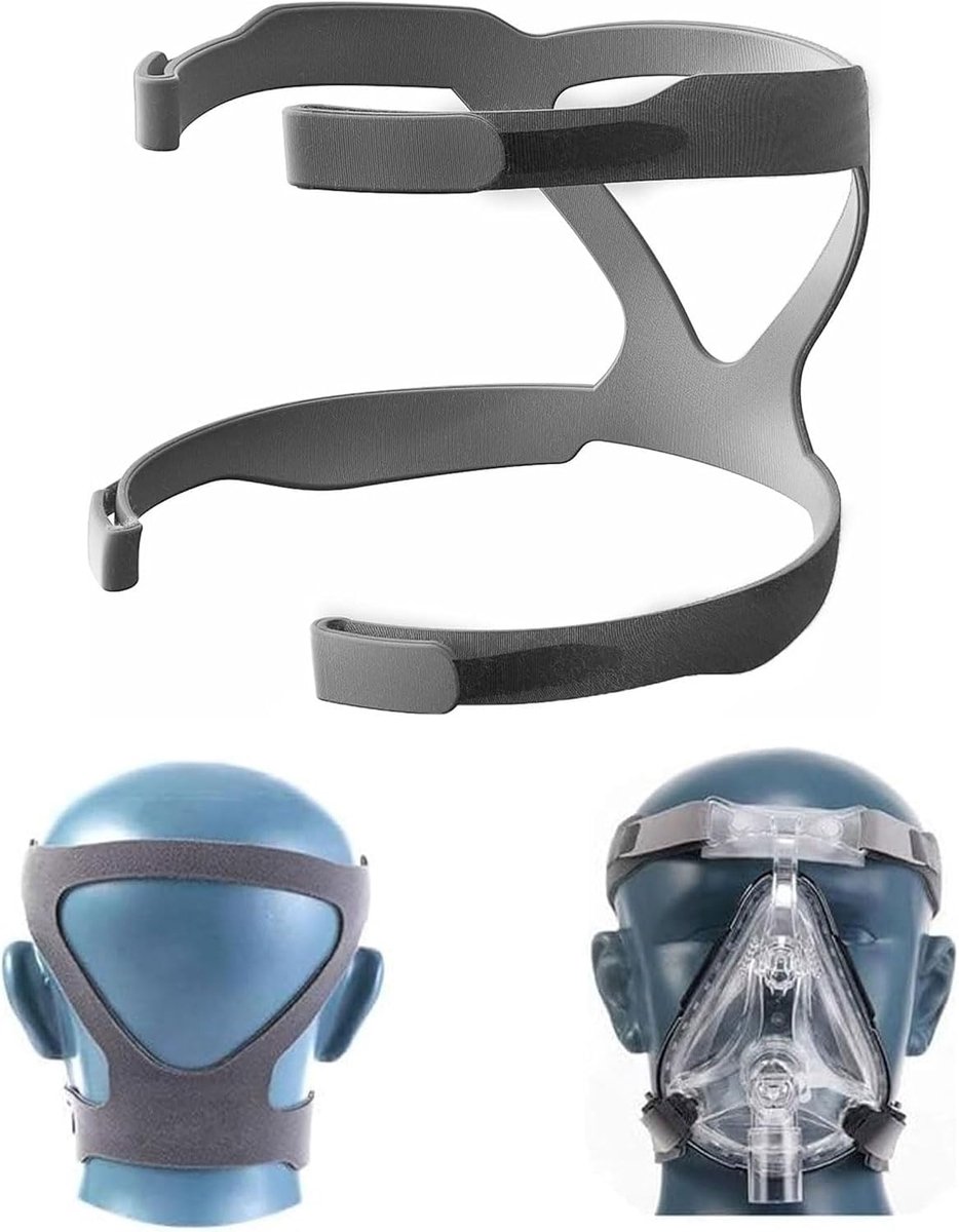 1 stuk Universele CPAP kopband voor masker en masker, 4 punt aansluiting CPAP kopband voor de meeste neus, Universele masker hoofdbekleding (grijs)