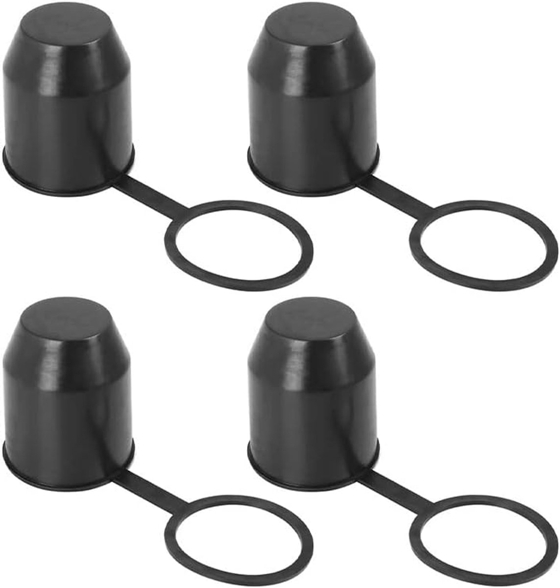 4 stuks beschermkappen voor trekhaak, beschermkap, kleur zwart, 50 mm beschermkap, trekhaak, grappig, afdekking voor trekhaken met borgring, AHK cover voor personenauto's en vrachtwagens