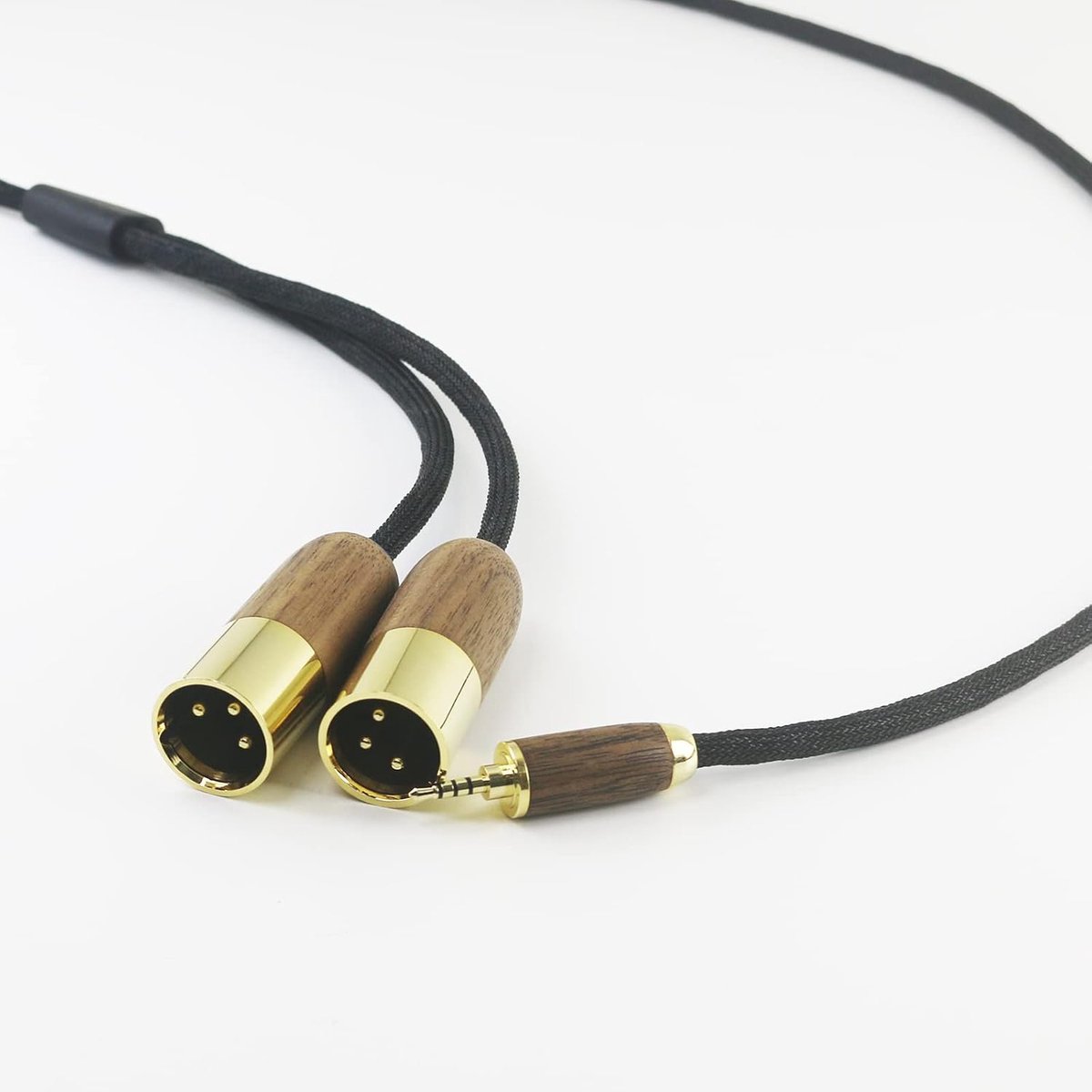 2,5 mm TRRS gebalanceerde mannelijk naar dual XLR mannelijke hoofdtelefoon audio adapterkabel 2,5 mm naar 2 XLR gebalanceerde kabel 6N OCC koper zilver geplateerd koord walnoot hout schelp 1 m