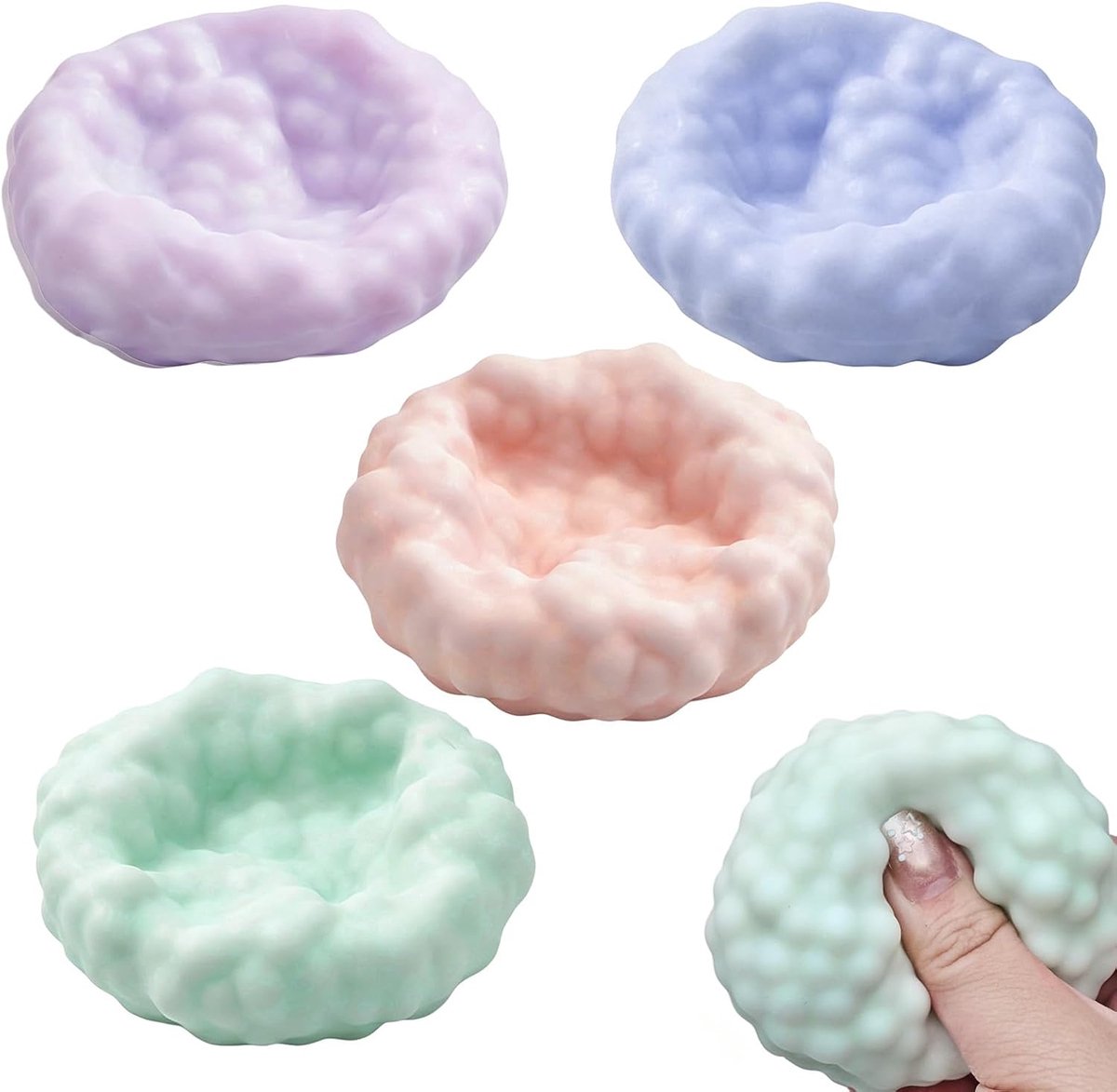 Set van 4 stressballen voor volwassenen, druiven stressbal, stressverlichtende zandknijpballen, antistressspeelgoed, zachte stressballen, voor verjaardagsfeestjes, antistressballen