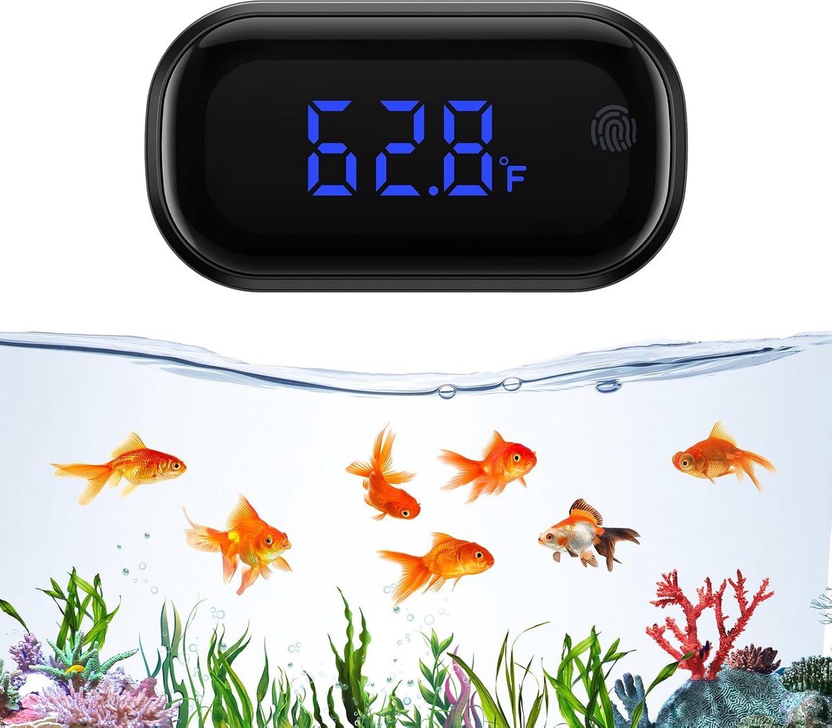 LED Aquarium Thermometer, digitaal aquariumthermometer (℉), met touchscreen display, zeethermometer voor koudwater zoetwater zeeaquarium (Alleen Fahrenheit)